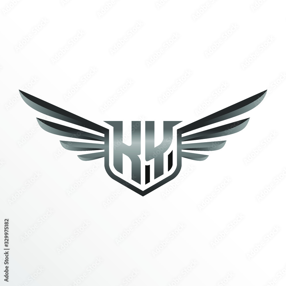 Initial Letter KY with Wings Initial Letter KY with Wings