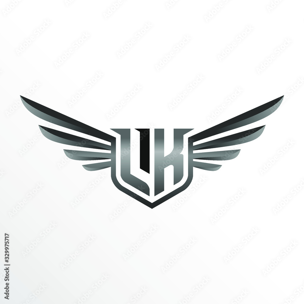 Initial Letter LK with Wings Initial Letter LK with Wings