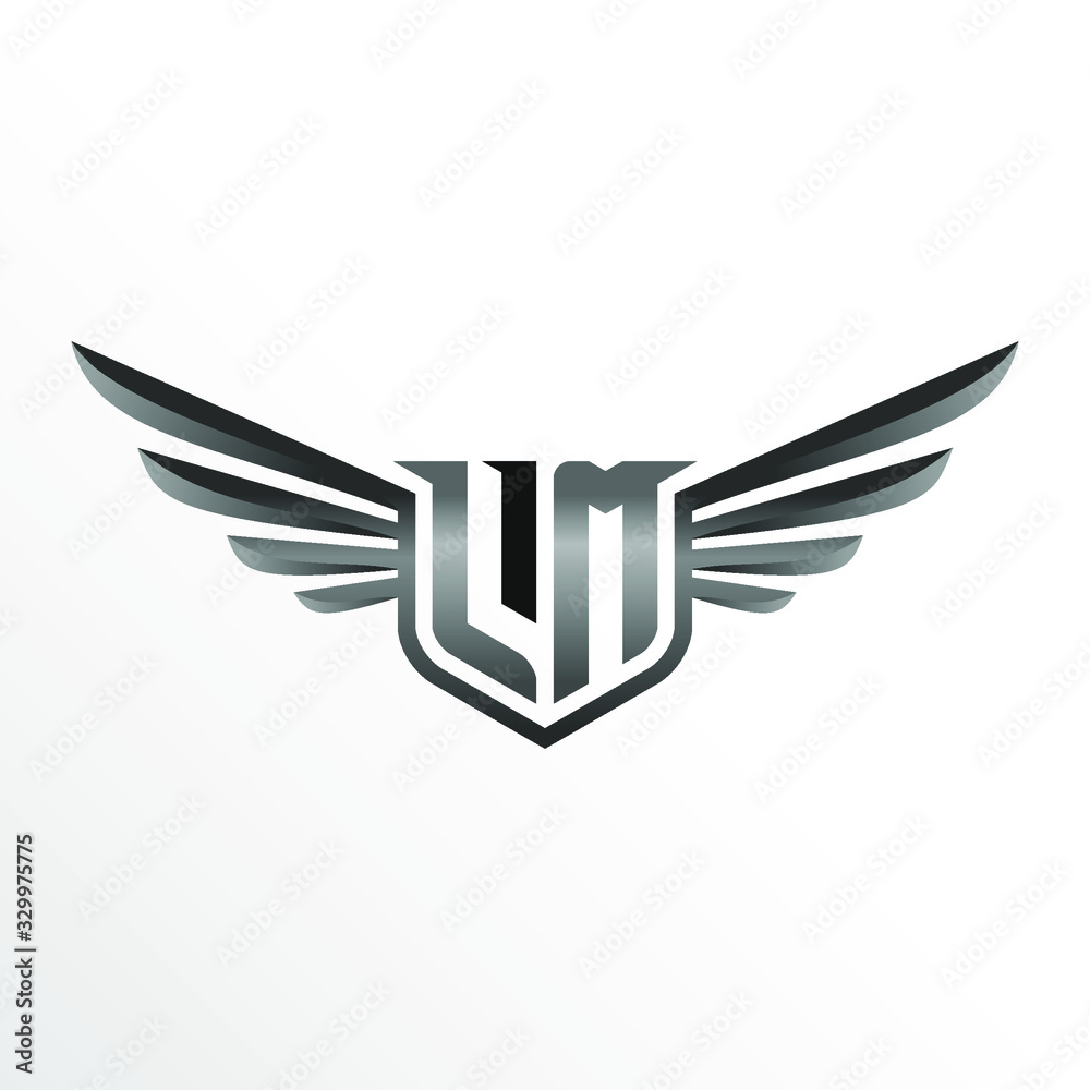 Initial Letter LM with Wings Initial Letter LM with Wings