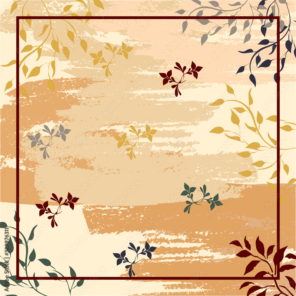 contemporary silk square scarf with abstract floral pattern