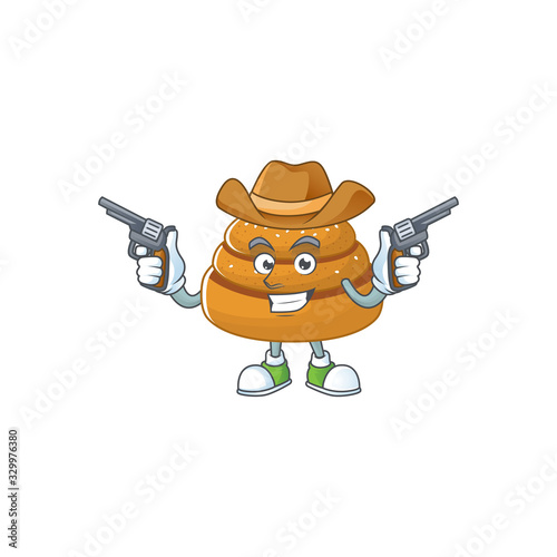 Cool cowboy cartoon design of kanelbulle holding guns