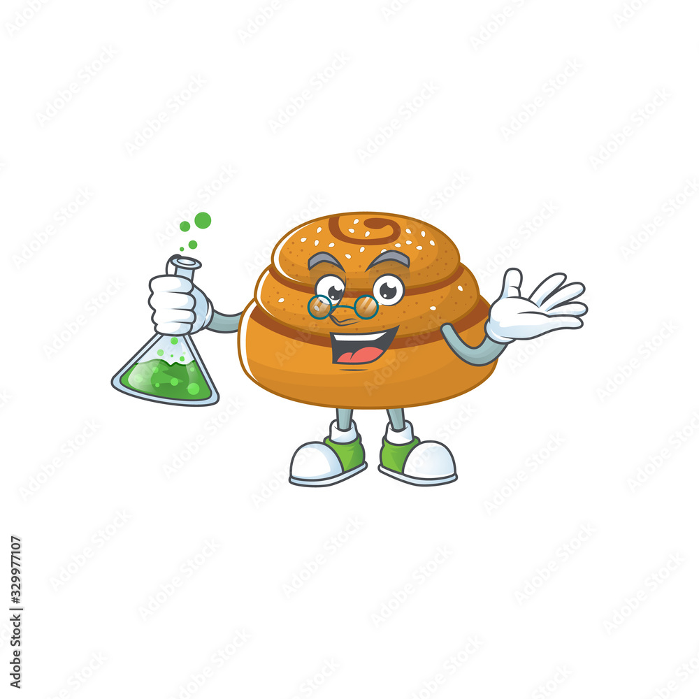 Kanelbulle brainy Professor Cartoon design grasp a glass tube Kanelbulle brainy Professor Cartoon design grasp a glass tube
