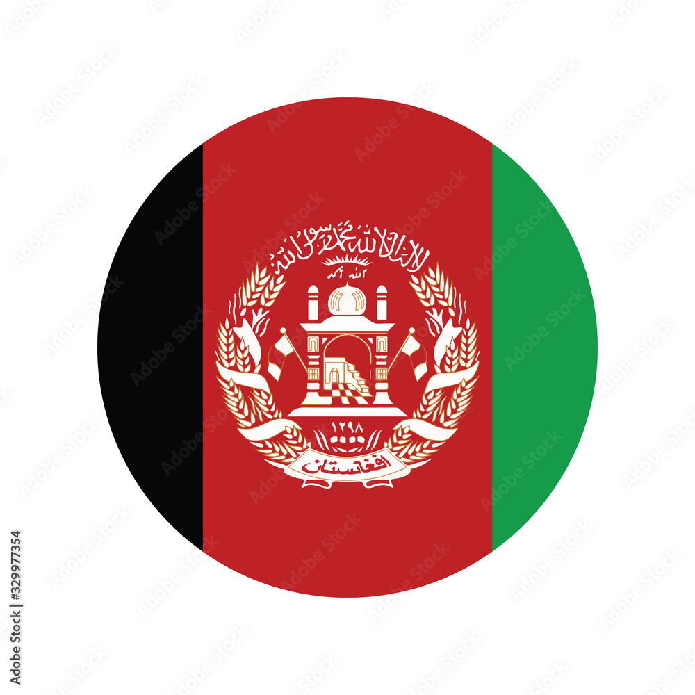 Fototapeta premium Flag of Afghanistan Round Glossy Icon. Vector illustration eps 10.