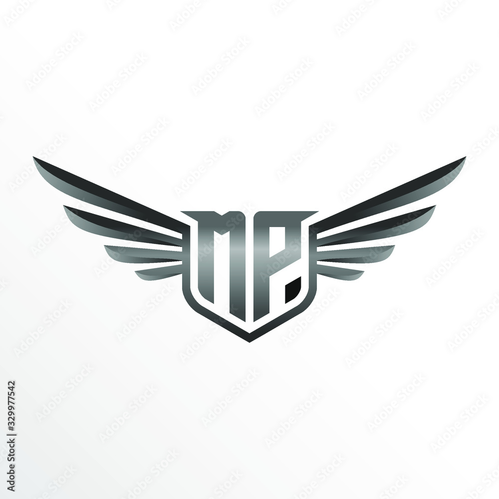 Initial Letter MP with Wings Initial Letter MP with Wings