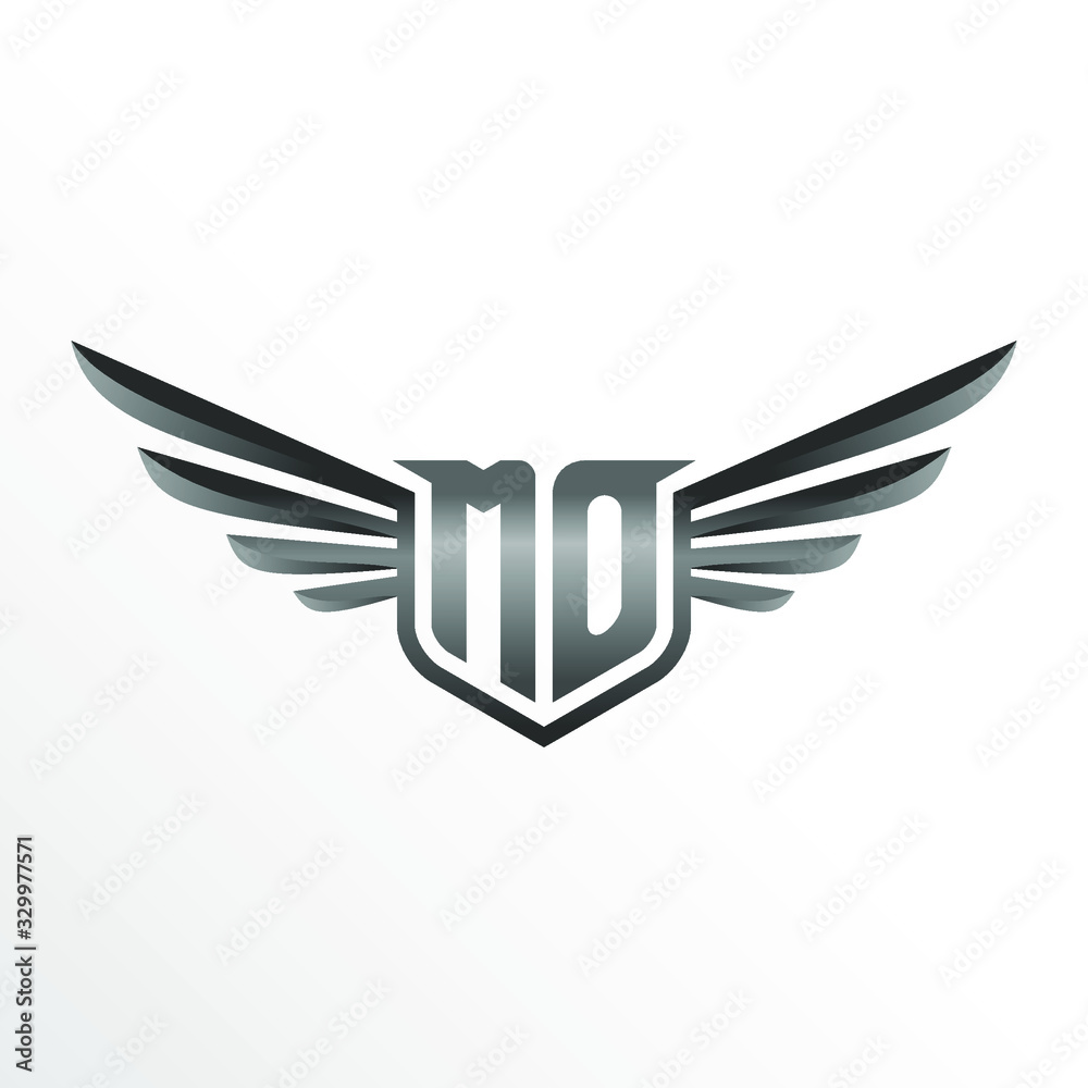 Initial Letter MO with Wings
