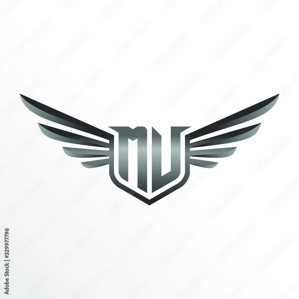 Obraz premium Initial Letter MV with Wings