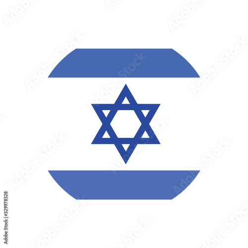 Israel flag in glossy round button of icon. flag logo of Israel emblem isolated on white background, Israel national concept sign, Vector illustration.