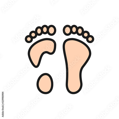 Flat foot flat color line icon. Isolated on white background