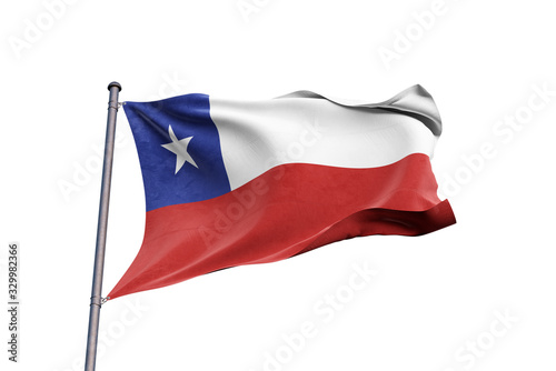 Chile flag waving on white background, close up, isolated – 3D Illustration
