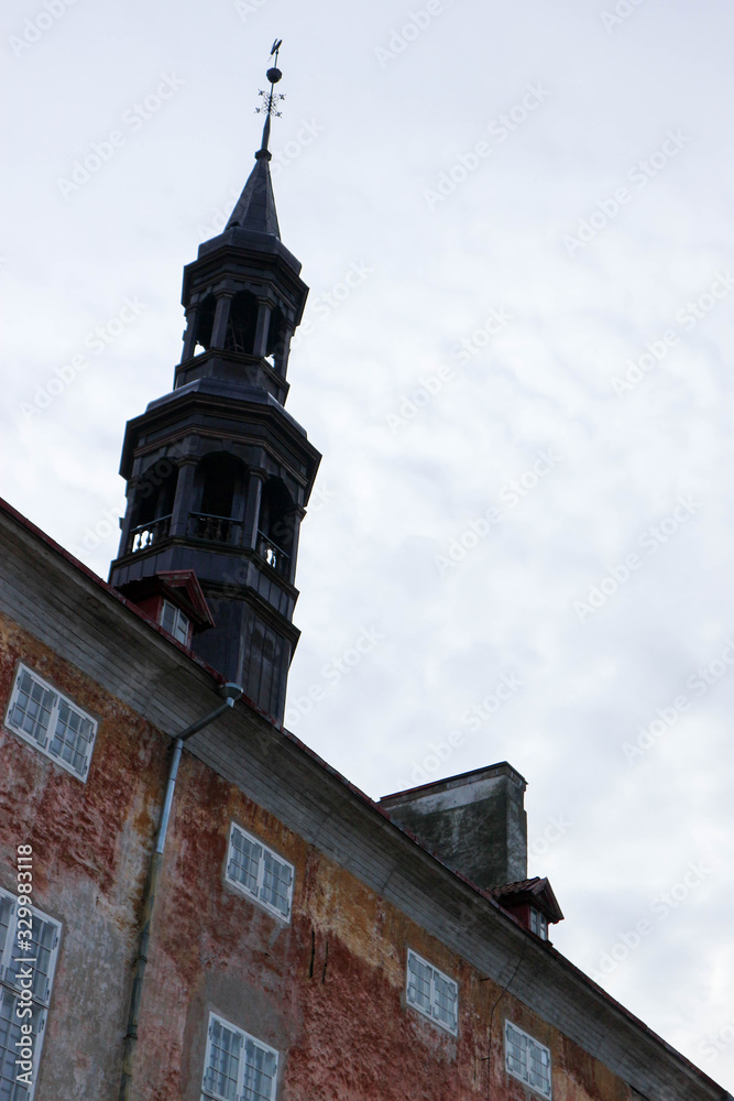 Obraz premium tower with spire of old Narva town hall, Estonia