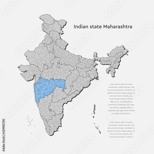 India country map and Maharashtra state template
