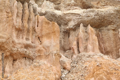 Background of rocks from clay and stone after a landslide