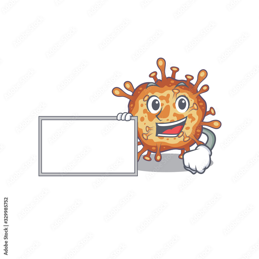 Retro virus corona with board cartoon mascot design style Retro virus corona with board cartoon mascot design style