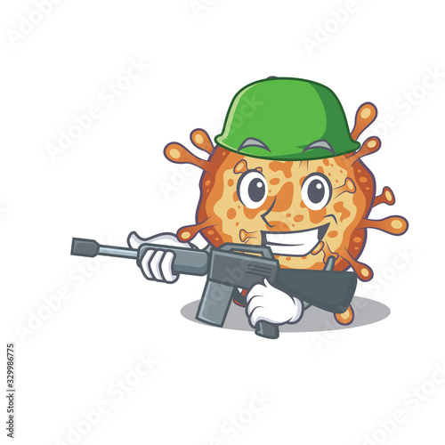 A picture of retro virus corona as an Army with machine gun