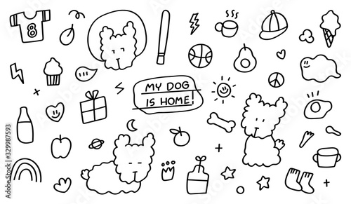 Cute and fun dog hand drawn doodle design vector.