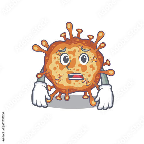 Cartoon picture of retro virus corona showing anxious face