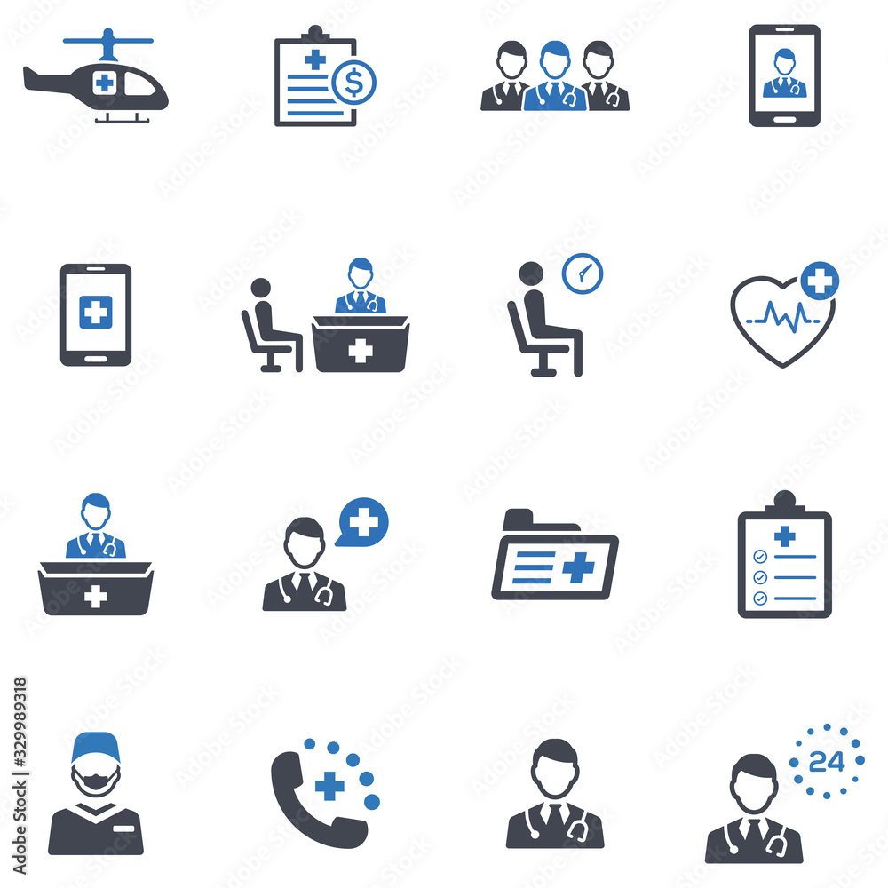 Medical and healthcare services icon set 5 - Blue Version Medical and healthcare services icon set 5 - Blue Version