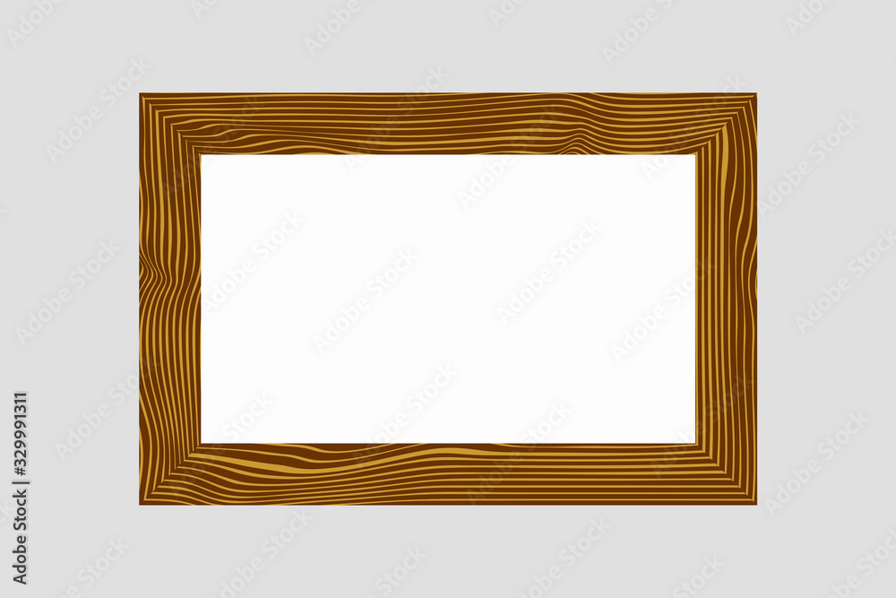 Wood Photo Picture Frame Vector Illustration Isolated on Grey Background Wood Photo Picture Frame Vector Illustration Isolated on Grey Background