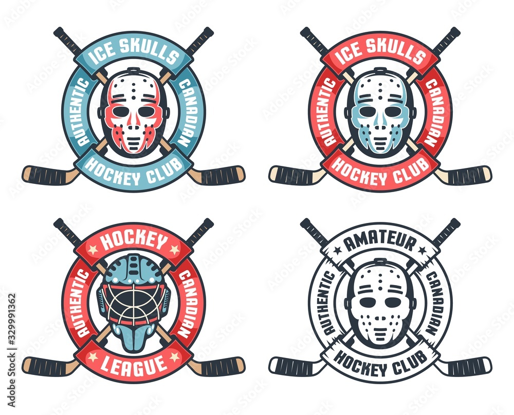 Vintage and Modern Hockey Goalie Masks Crest Sticker for Sale by