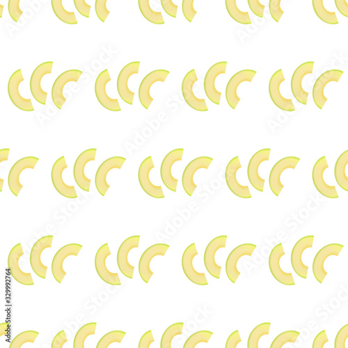 Seamless pattern. Avocado slices isolated on white background. Sliced ​​avocado vector.