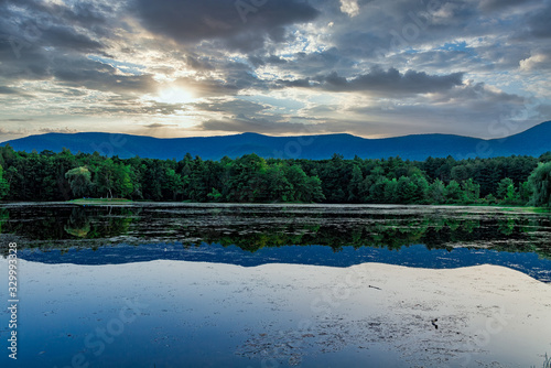 landscape with lake and clouds