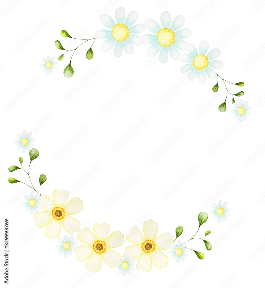 Wreath with daisies and daffodils