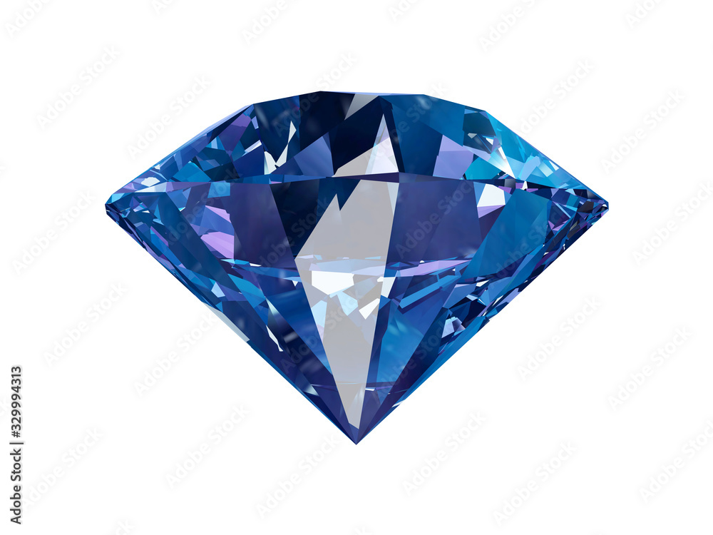 Blue faceted crystal isolated on a white background. 3d illustration. Blue faceted crystal isolated on a white background. 3d illustration.