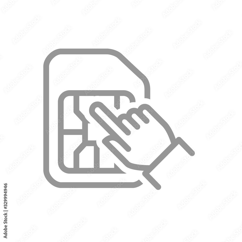 Human chooses a SIM card line icon. Customer review, best phone card symbol Human chooses a SIM card line icon. Customer review, best phone card symbol