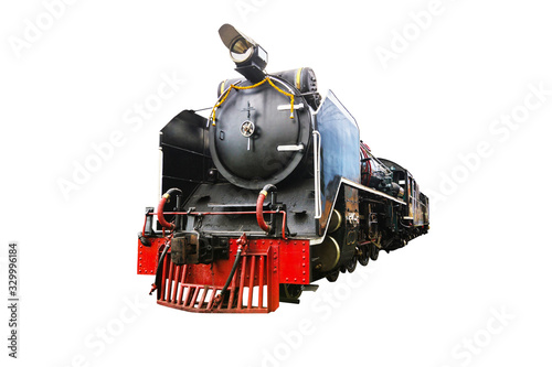 Steam locomotive with isolated white background