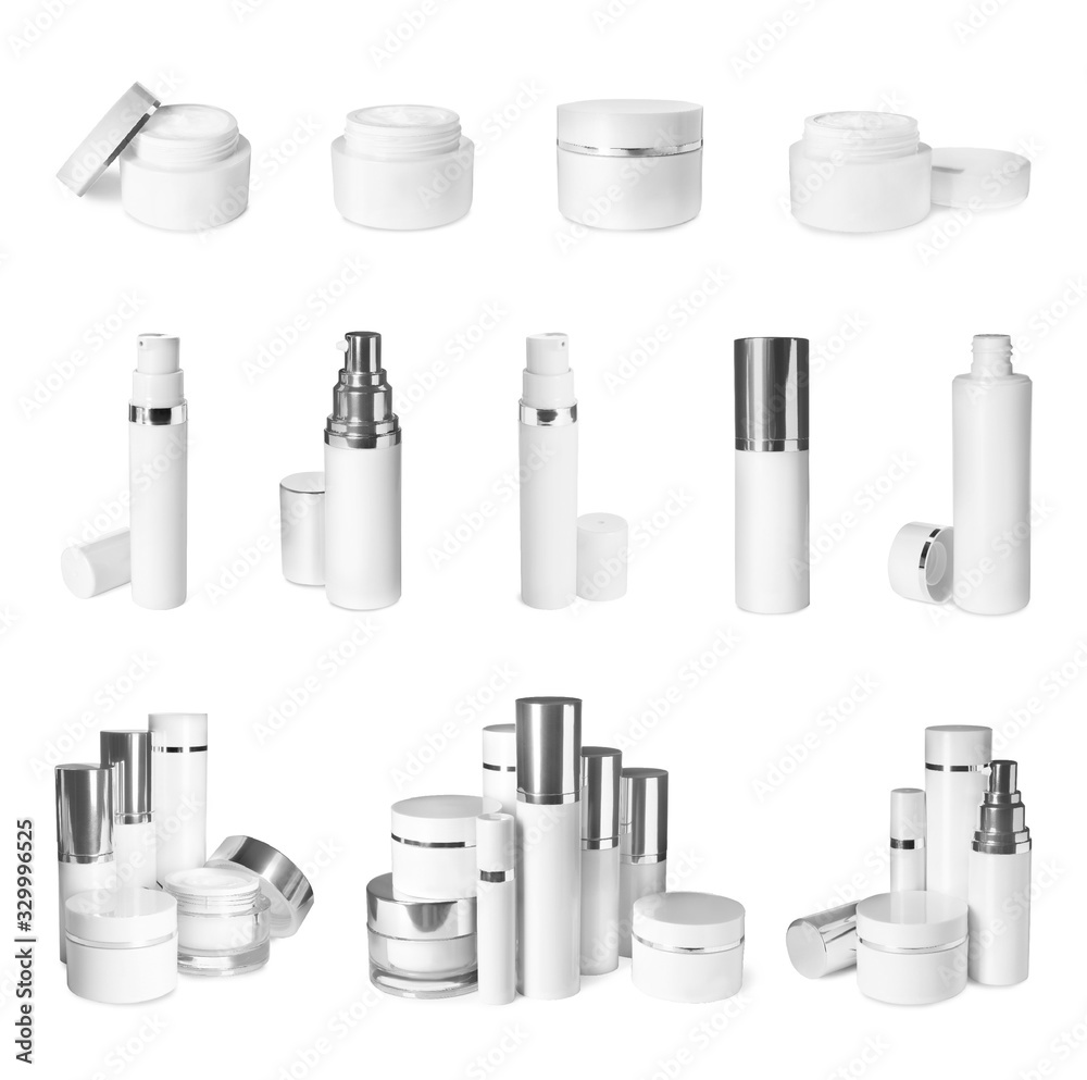 Set of luxury cosmetic products on white background Set of luxury cosmetic products on white background