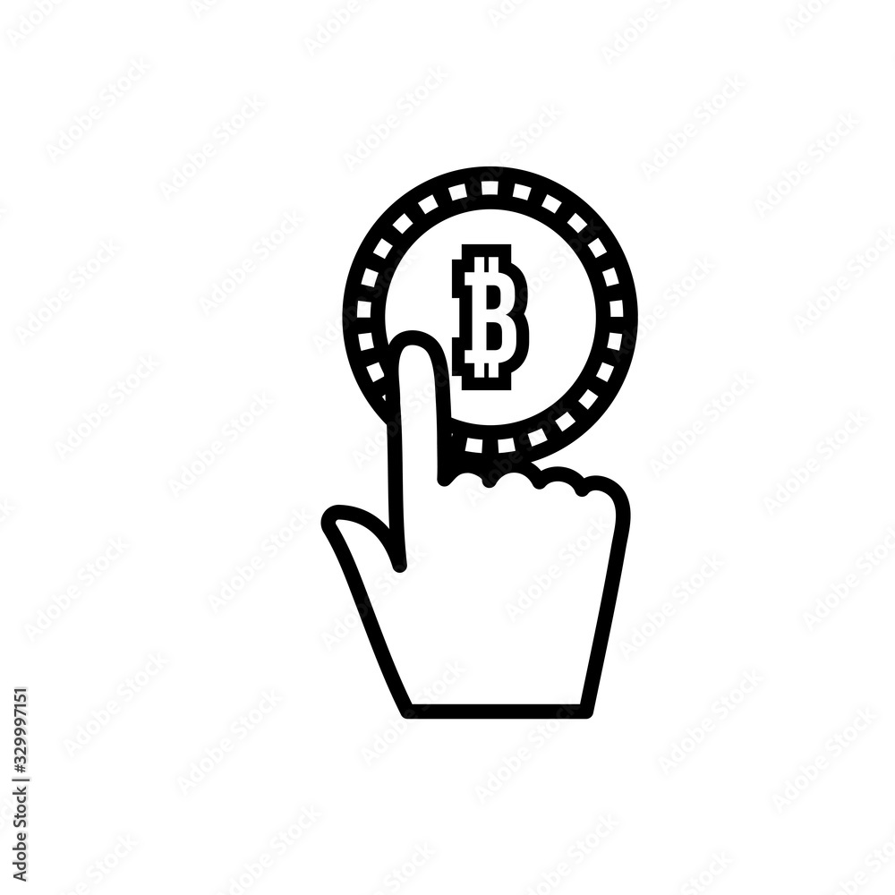 bitcoin money with hand index line style bitcoin money with hand index line style