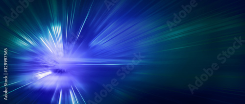 Obraz na plátně Panoramic high speed technology concept, light abstract background