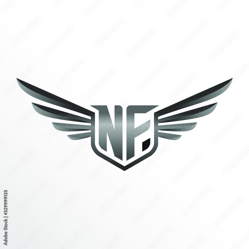 Initial Letter NF with Wings