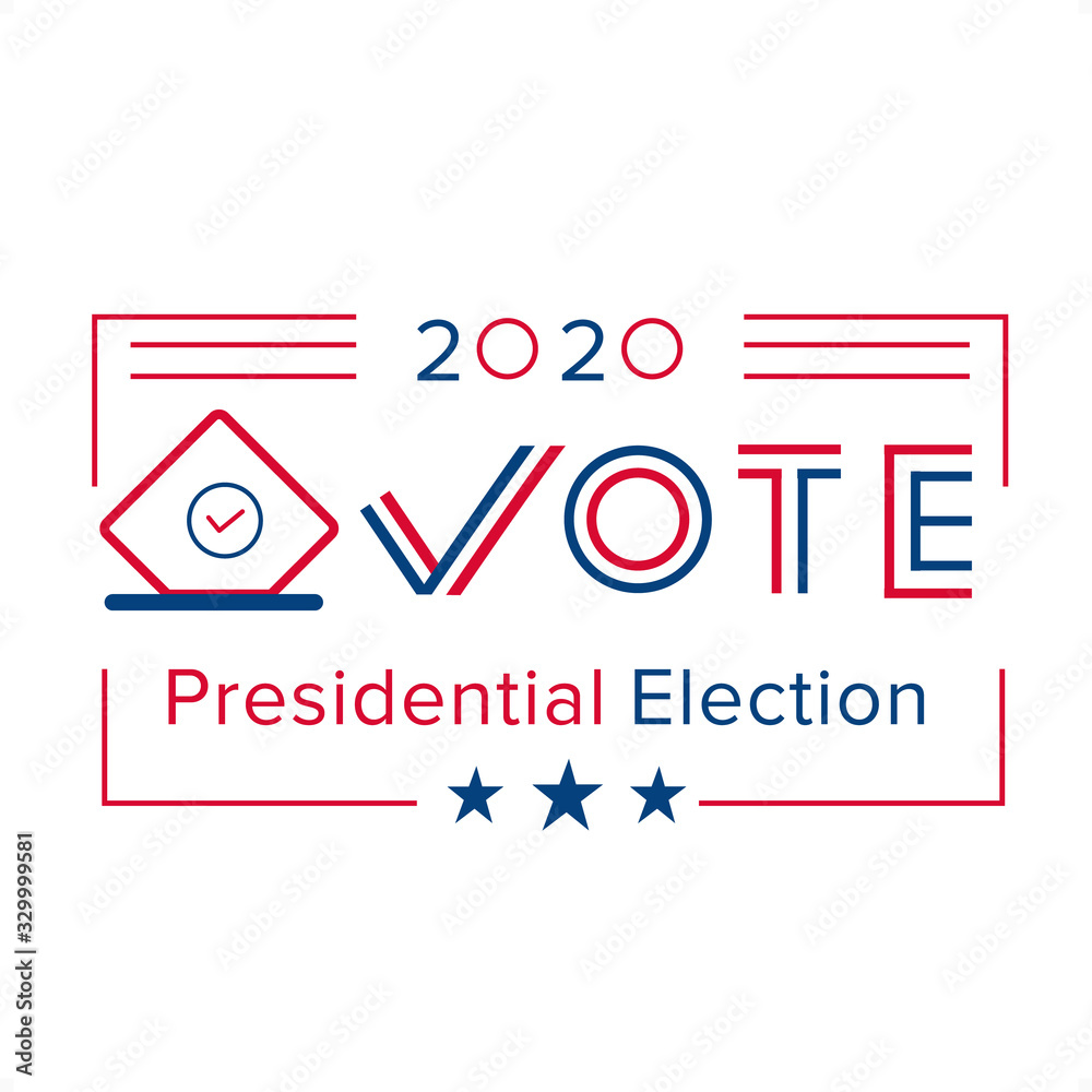 2020 United States of America Presidential Election voting logo type text and typography design.