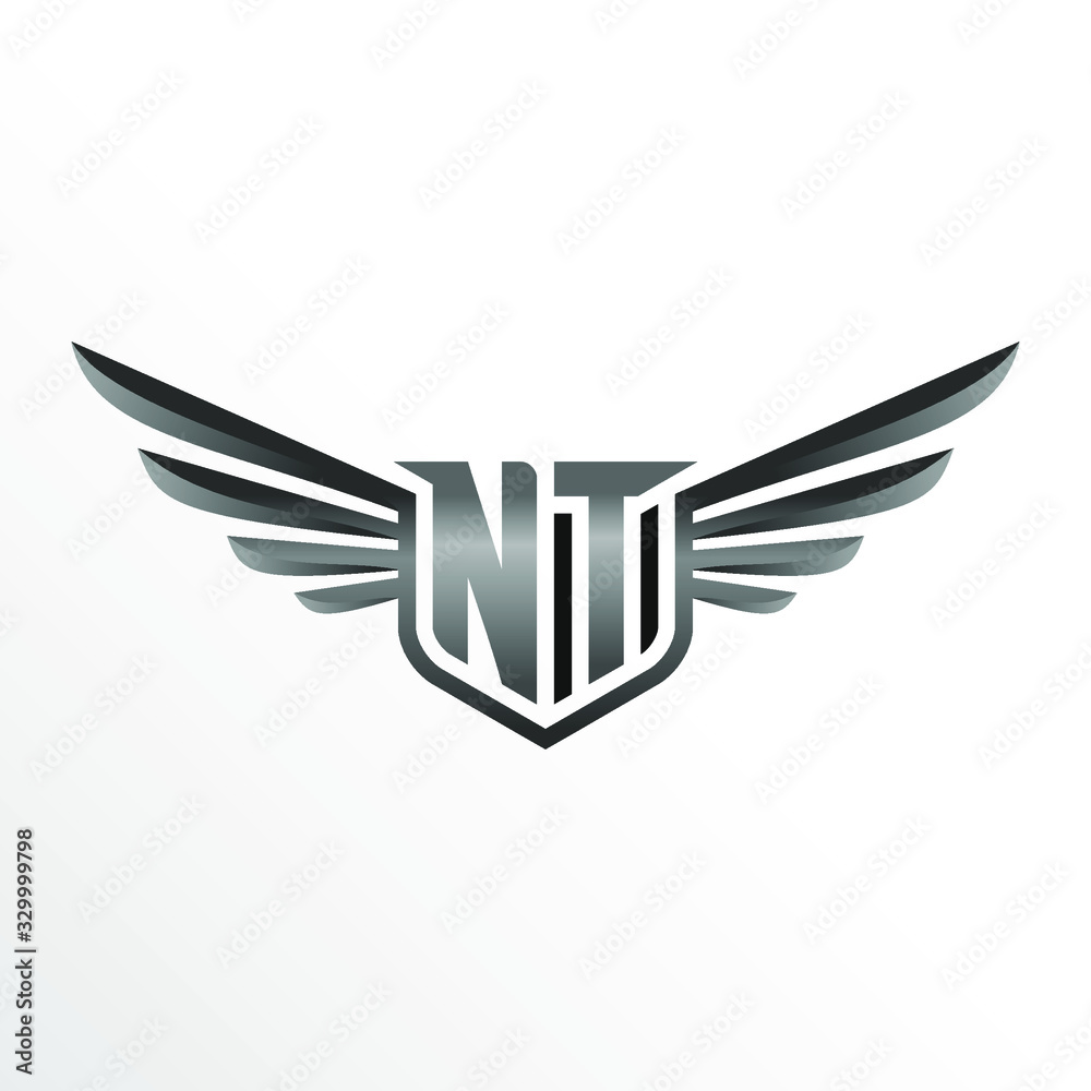 Initial Letter NT with Wings Initial Letter NT with Wings