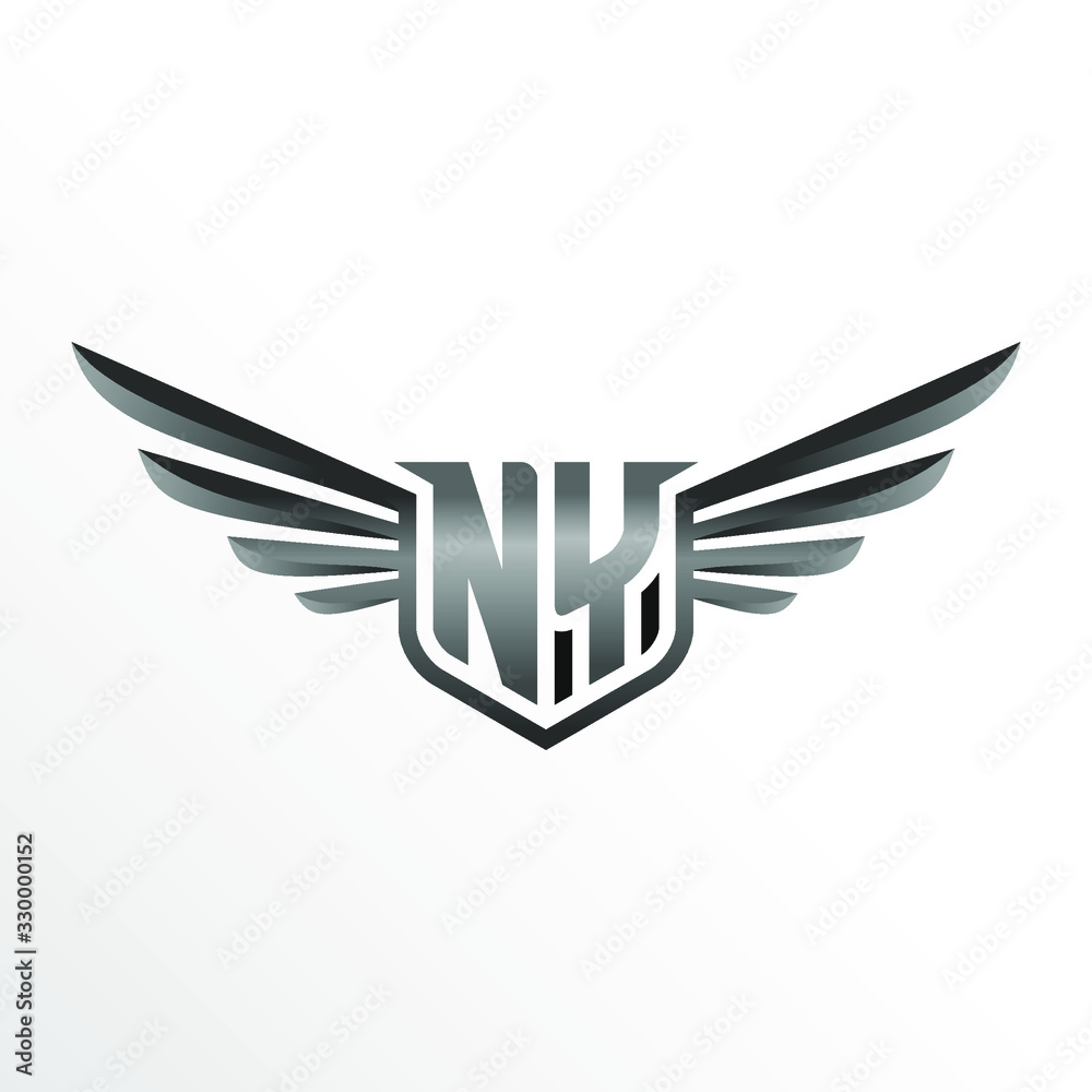 Initial Letter NY with Wings Initial Letter NY with Wings