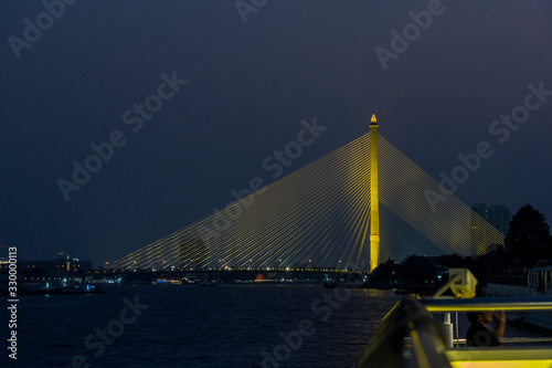 Rama VIII Bridge, Bangkok, from aboard the Chao Phraya River