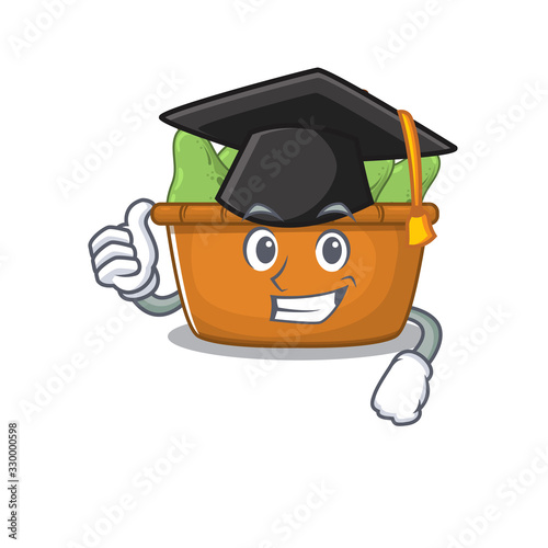A picture of pear fruit box with black hat for graduation ceremony