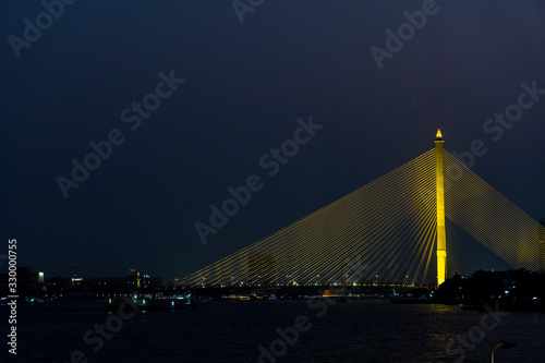Rama VIII Bridge, Bangkok, from aboard the Chao Phraya River