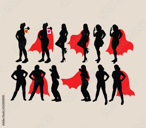 Super Girl Hero Silhouettes, art vector design