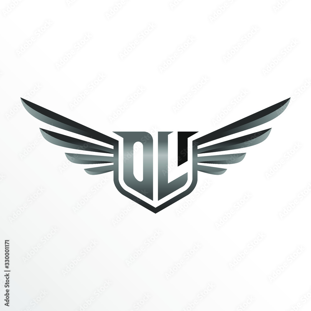 Initial Letter OL with Wings Initial Letter OL with Wings
