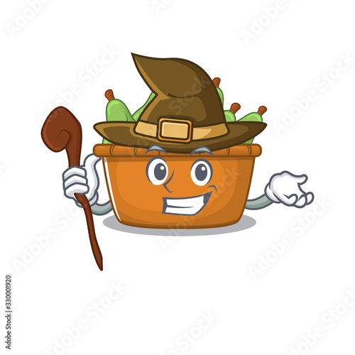 Cute and sneaky Witch pear fruit box cartoon design style