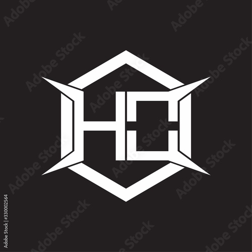 HO Logo monogram with hexagon and four taper shape design template