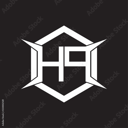 HP Logo monogram with hexagon and four taper shape design template