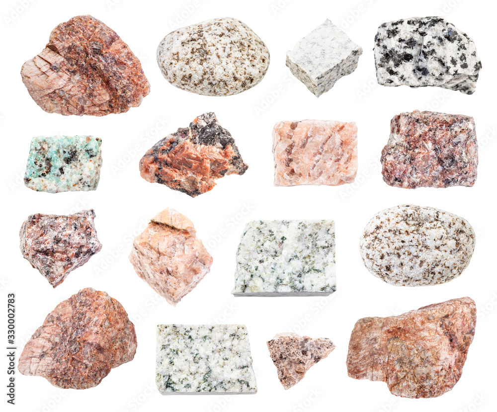 set of various Granite rocks isolated on white set of various Granite rocks isolated on white