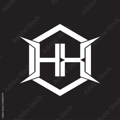 HX Logo monogram with hexagon and four taper shape design template