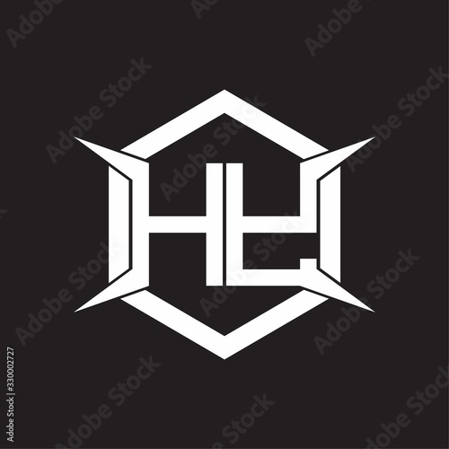 HY Logo monogram with hexagon and four taper shape design template