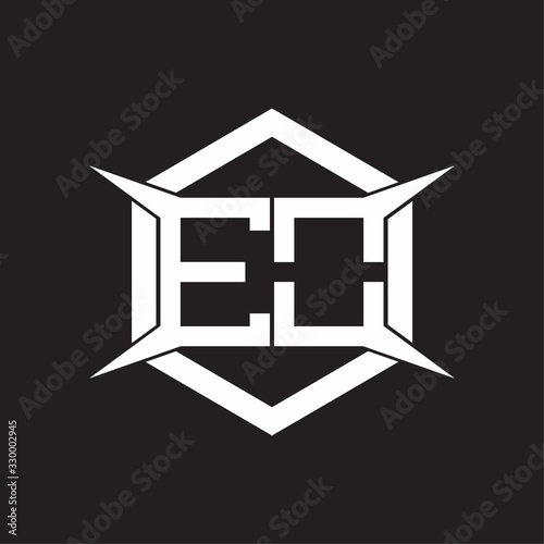 EO Logo monogram with hexagon and four taper shape design template