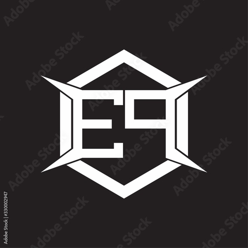 EP Logo monogram with hexagon and four taper shape design template