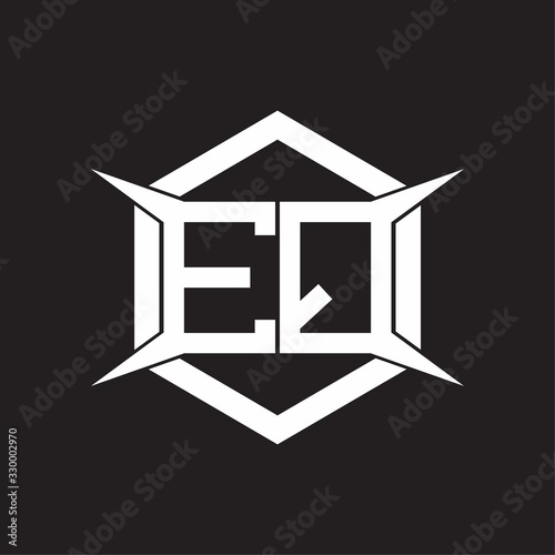 EQ Logo monogram with hexagon and four taper shape design template